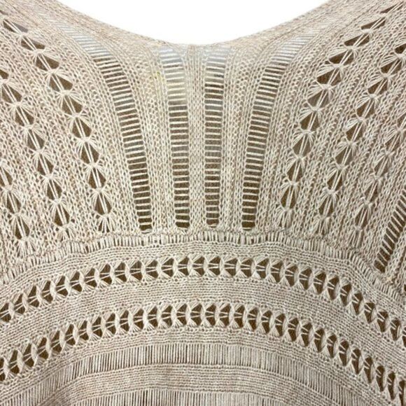 Anthropology Little Yellow Bird Carolina Open Knit Ruffle Poncho Cover Up US XS - Picture 4 of 6